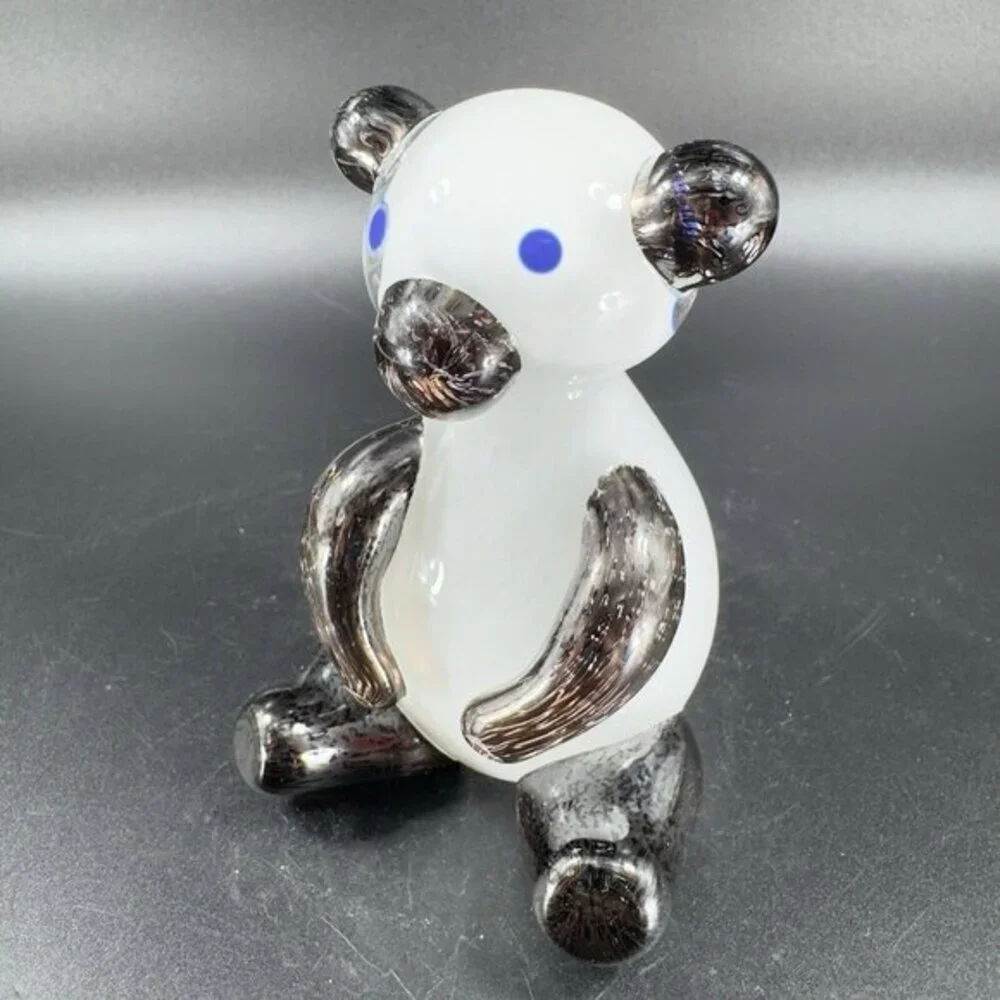 Hand Blown Venetian Glass Italian Teddy Bear Figurine Paperweight Handmade Glass
